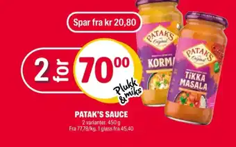 Coop Extra Pataks tikka masala saus tilbud