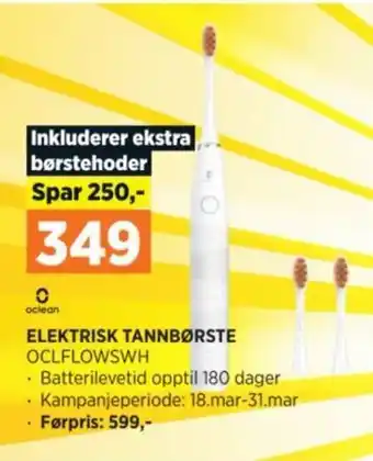 POWER ELEKTRISK TANNBØRSTE OCLFLOWSWH tilbud