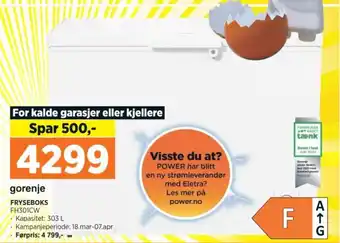 POWER FRYSEBOKS FH301CW tilbud