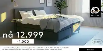 Skeidar Jensen Wave i 392 grå, Sleep overmadrass, ben hvitlasert tilbud