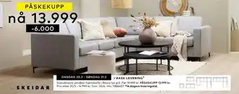 Skeidar Scandinavia vendbar hjørnesofa i Rocco lys grå tilbud