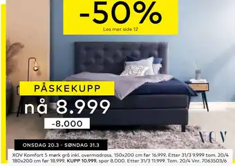 Skeidar XOV Komfort 5 mørk grå inkl. overmadrass tilbud