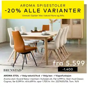 Skeidar Aroma stol tilbud