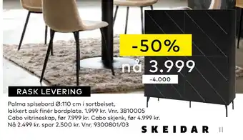 Skeidar Cabo vitrineskap tilbud