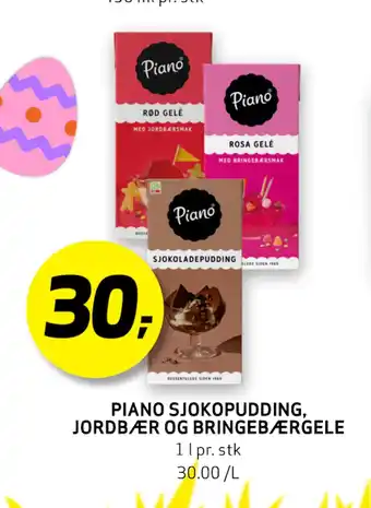 Bunnpris PIANO SJOKOPUDDING, JORDBÆR OG BRINGEBÆRGELE tilbud