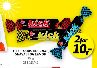 Bunnpris KICK LAKRIS ORIGINAL, SEASALT OG LEMON tilbud
