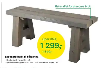 Felleskjøpet Espegard benk til bålpanne tilbud