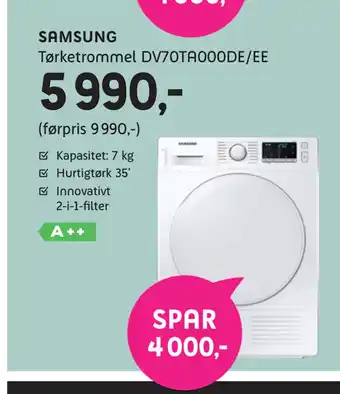 ELON Tørketrommel DV70TA000DE/EE tilbud