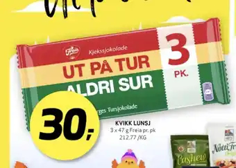 Bunnpris Kvikk lunsj sjokoladebar tilbud