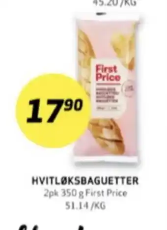 Bunnpris First price hvitløksbaguetter tilbud