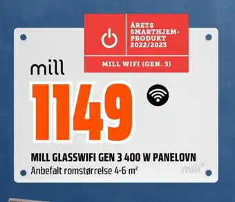 Coop Obs MILL GLASSWIFI GEN 3 400 W PANELOVN tilbud