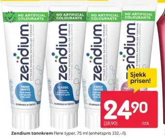 Rusta Zendium tannkrem tilbud