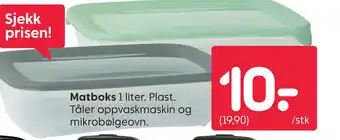 Rusta Matboks 1 liter. Plast. Tåler oppvaskmaskin og tilbud