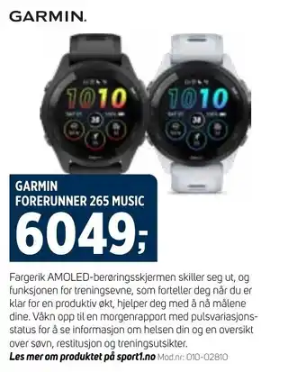 Sport 1 GARMIN FORERUNNER 265 MUSIC tilbud