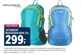 Sport 1 JOTUNHEIM BESSEGGEN SEKK 25L tilbud