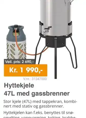 Hyttetorget Hyttekjele 47L med gassbrenner tilbud