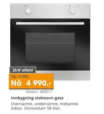 Hyttetorget Innbygning stekeovn gass tilbud