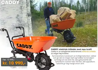 Hyttetorget CADDY elektrisk trillebår med mye kraft! Caddy er en selvgående batteridrevet elektrisk trillebår av meget høy kvalitet. tilbud