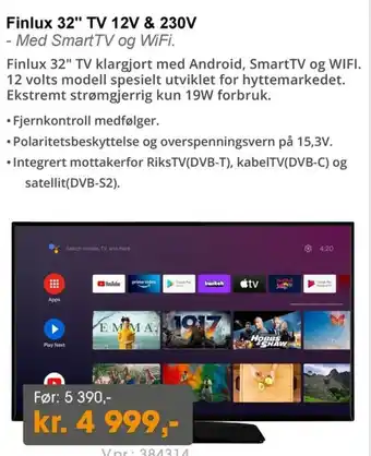 Hyttetorget Finlux 32" TV 12V & 230V tilbud