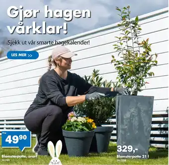 Biltema Blomsterpotte, svart tilbud