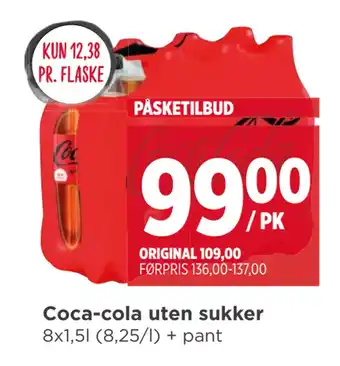 Meny Coca-cola uten sukker tilbud