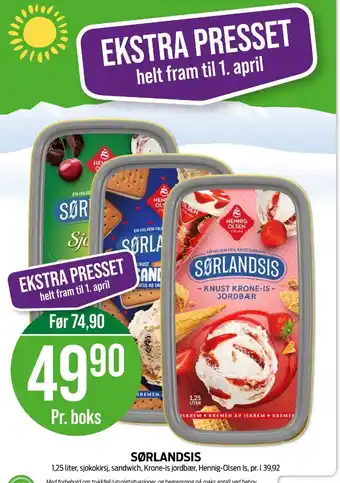 Kiwi Sørlandsis knust krone jordbæris tilbud