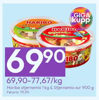 Gigaboks Haribo stjernemix 1 kg & Stjernemix sur 900 g tilbud