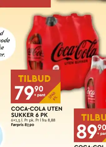 Coop Mega COCA-COLA UTEN SUKKER 6 PK tilbud