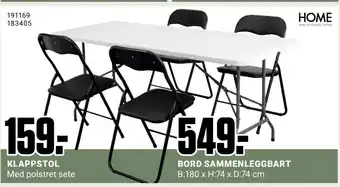 Europris BORD SAMMENLEGGBART tilbud