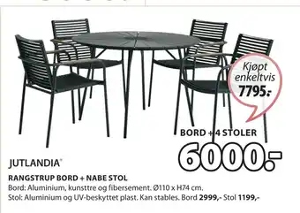 JYSK RANGSTRUP BORD + NABE STOL tilbud