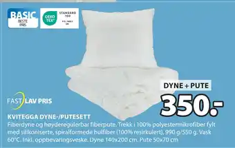 JYSK KVITEGGA DYNE-/PUTESETT tilbud