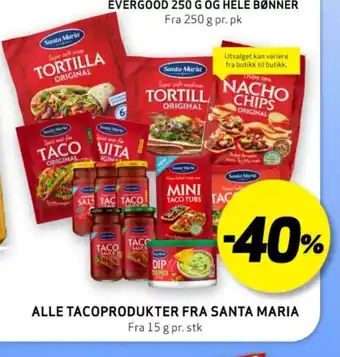 Bunnpris ALLE TACOPRODUKTER FRA SANTA MARIA tilbud