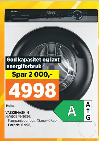 POWER HAIER VASKEMASKIN tilbud