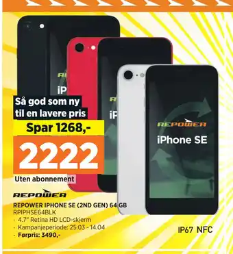 POWER REPOWER IPHONE SE (2ND GEN) 64 GB tilbud