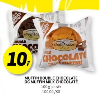 Bunnpris MUFFIN DOUBLE CHOCOLATE OG MUFFIN MILK CHOCOLATE tilbud