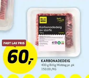 Bunnpris Karbonadedeig tilbud