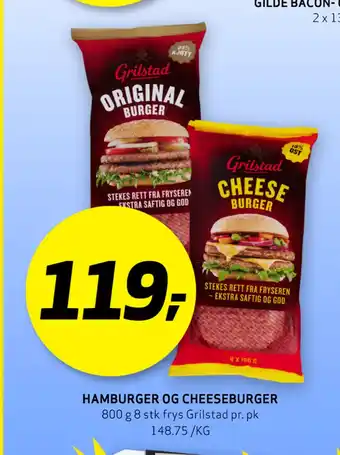 Bunnpris Hamburger og Cheeseburger tilbud