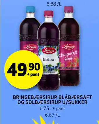 Bunnpris BRINGEBÆRSIRUP, BLÅBÆRSAFT OG SOLBÆRSIRUP U/SUKKER tilbud