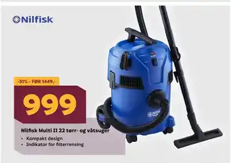 Megaflis Nilfisk Multi II 22 tørr- og våtsuger tilbud