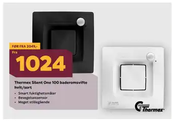 Megaflis Thermex Silent One 100 baderomsvifte hvit/sort tilbud