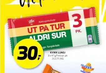 Bunnpris Kvikk lunsj sjokoladebar tilbud
