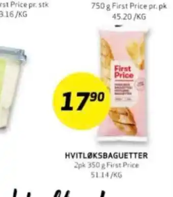 Bunnpris First price hvitløksbaguetter tilbud