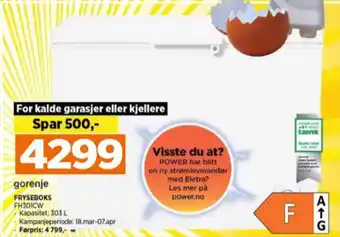 POWER Gorenje fryseboks tilbud