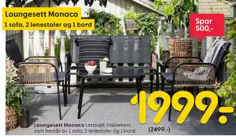 Rusta Loungesett Monaco tilbud