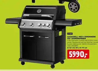 jem & fix GASSGRILL MED 4 BRENNERE OG 1 SIDEBRENNER tilbud