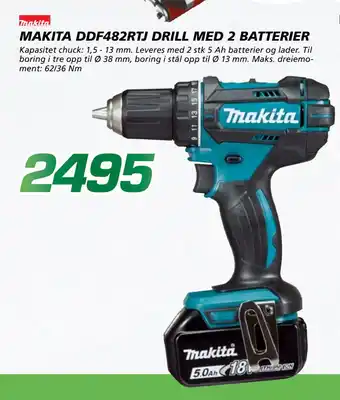 Coop Byggmix MAKITA DDF482RTJ DRILL MED 2 BATTERIER tilbud