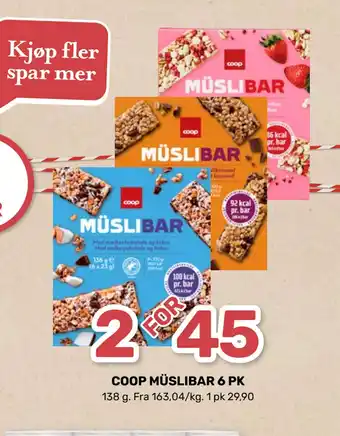 Matkroken COOP MÜSLIBAR 6 PK tilbud