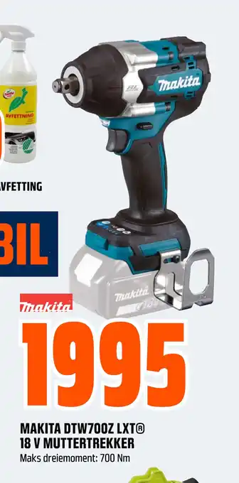 Obs Bygg MAKITA DTW700Z LXT 18 V MUTTERTREKKER tilbud