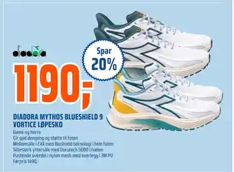 Coop Obs DIADORA MYTHOS BLUESHIELD 9 VORTICE LØPESKO tilbud