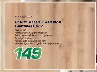 Coop Byggmix BERRY ALLOC CADENZA LAMINAT GULV tilbud